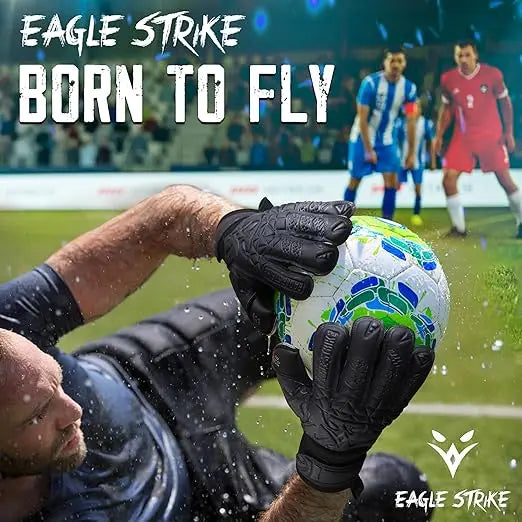 Eagle Strike Custom Soccer Gloves Latex Goalkeeper Roll Finger Adjustable Hook Loop Closure Finger Protection for Adults Youth