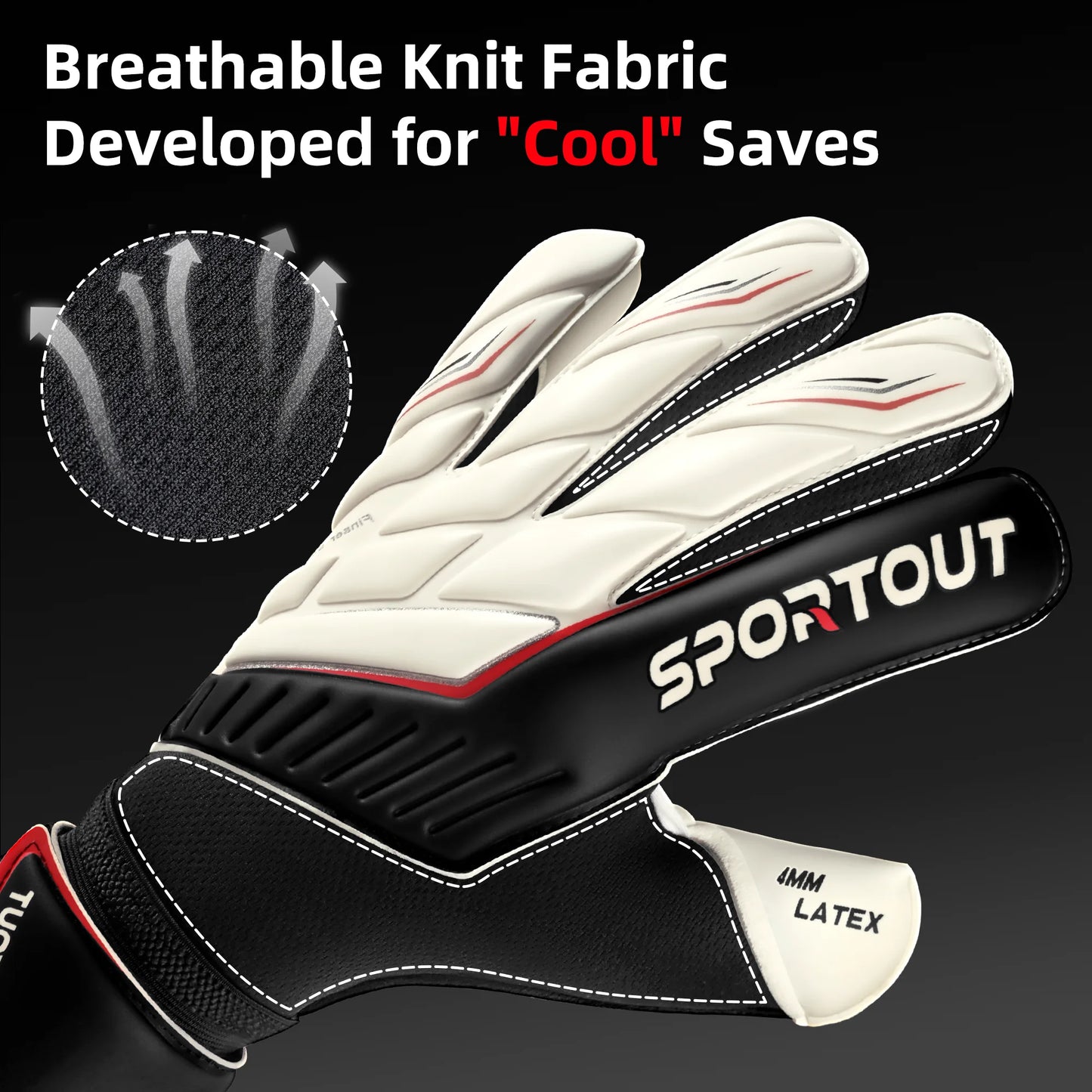 Upgrade professional football goalkeeper gloves, with full latex on both palms and backs, breathable and snug design