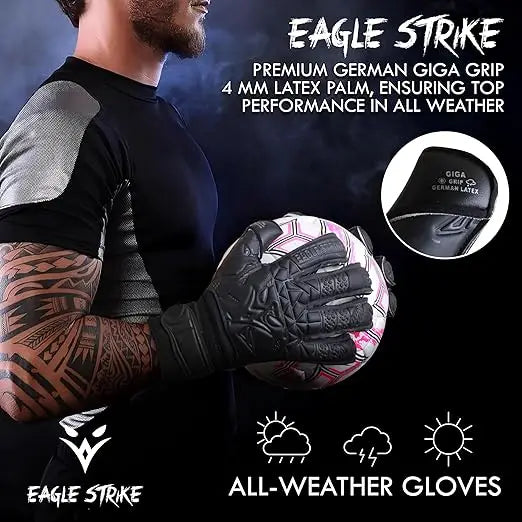 Eagle Strike Custom Soccer Gloves Latex Goalkeeper Roll Finger Adjustable Hook Loop Closure Finger Protection for Adults Youth
