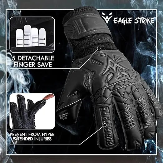 Eagle Strike Custom Soccer Gloves Latex Goalkeeper Roll Finger Adjustable Hook Loop Closure Finger Protection for Adults Youth