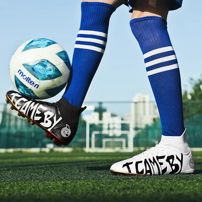 High Quality Football Boots Electroplated Sole Artificial Grass Anti slip Breathable football boots kids/adults