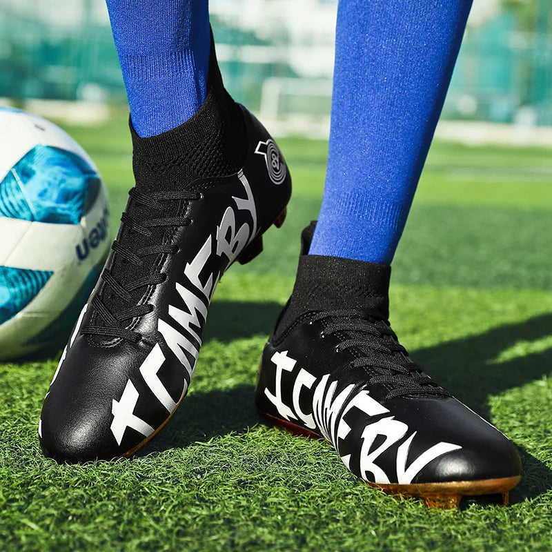 High Quality Football Boots Electroplated Sole Artificial Grass Anti slip Breathable football boots kids/adults