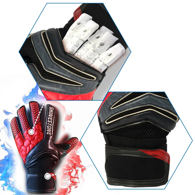 Men boys Latex Non-slip goalkeeper gloves Professional Soccer Goalkeeper Gloves Finger Protection Football Breathable Gloves