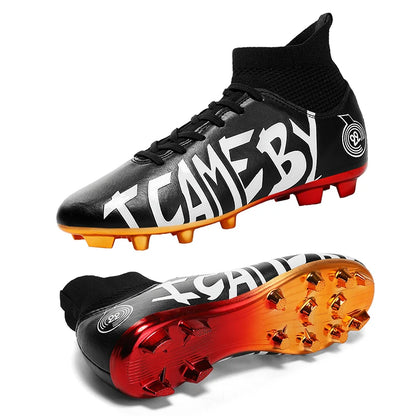 High Quality Football Boots Electroplated Sole Artificial Grass Anti slip Breathable football boots kids/adults
