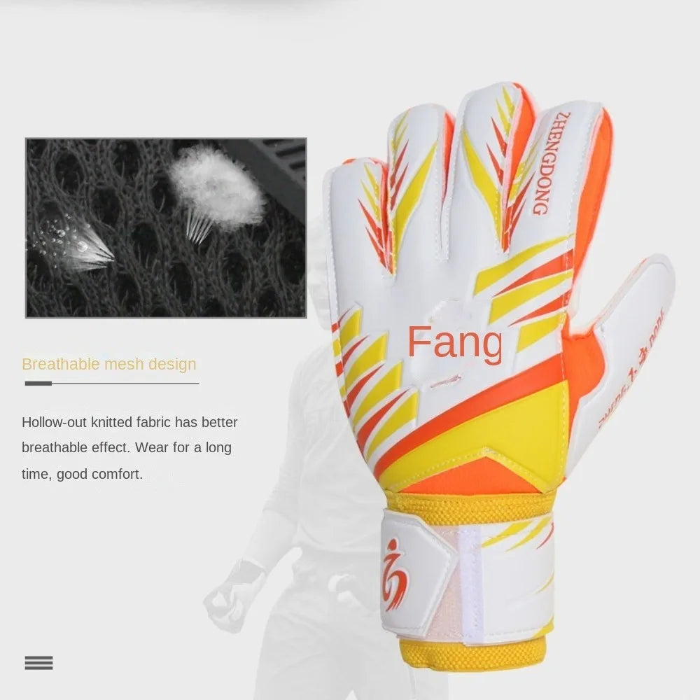 1 Pair of Wear-resistant Football Gloves Excellent Anti-slip Goalkeeper Gloves Thick Latex Non-Slip Football Training Gloves