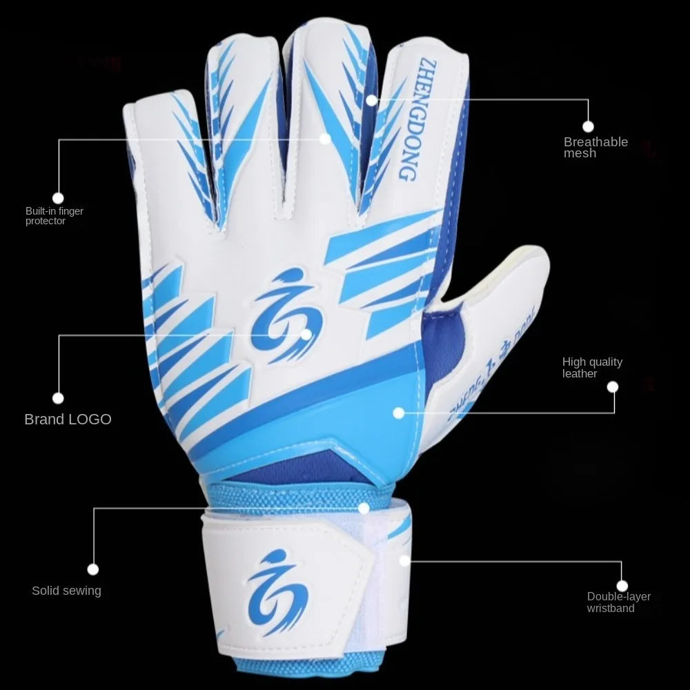 1 Pair of Wear-resistant Football Gloves Excellent Anti-slip Goalkeeper Gloves Thick Latex Non-Slip Football Training Gloves