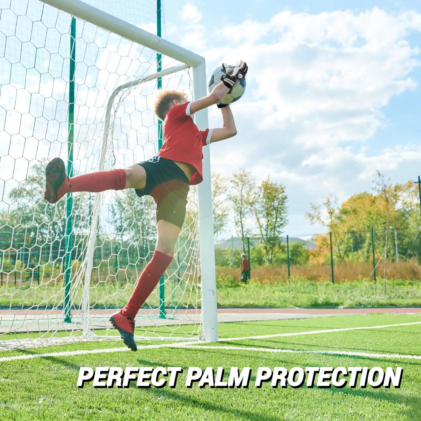Sportout Goalie Gloves, Goalkeeper Gloves with Fingersave, Soccer Gloves, Breathable Soccer Goalie Gloves, 4mm Latex