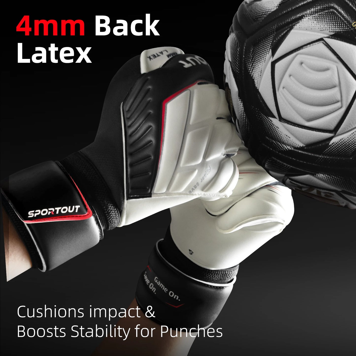 Upgrade professional football goalkeeper gloves, with full latex on both palms and backs, breathable and snug design