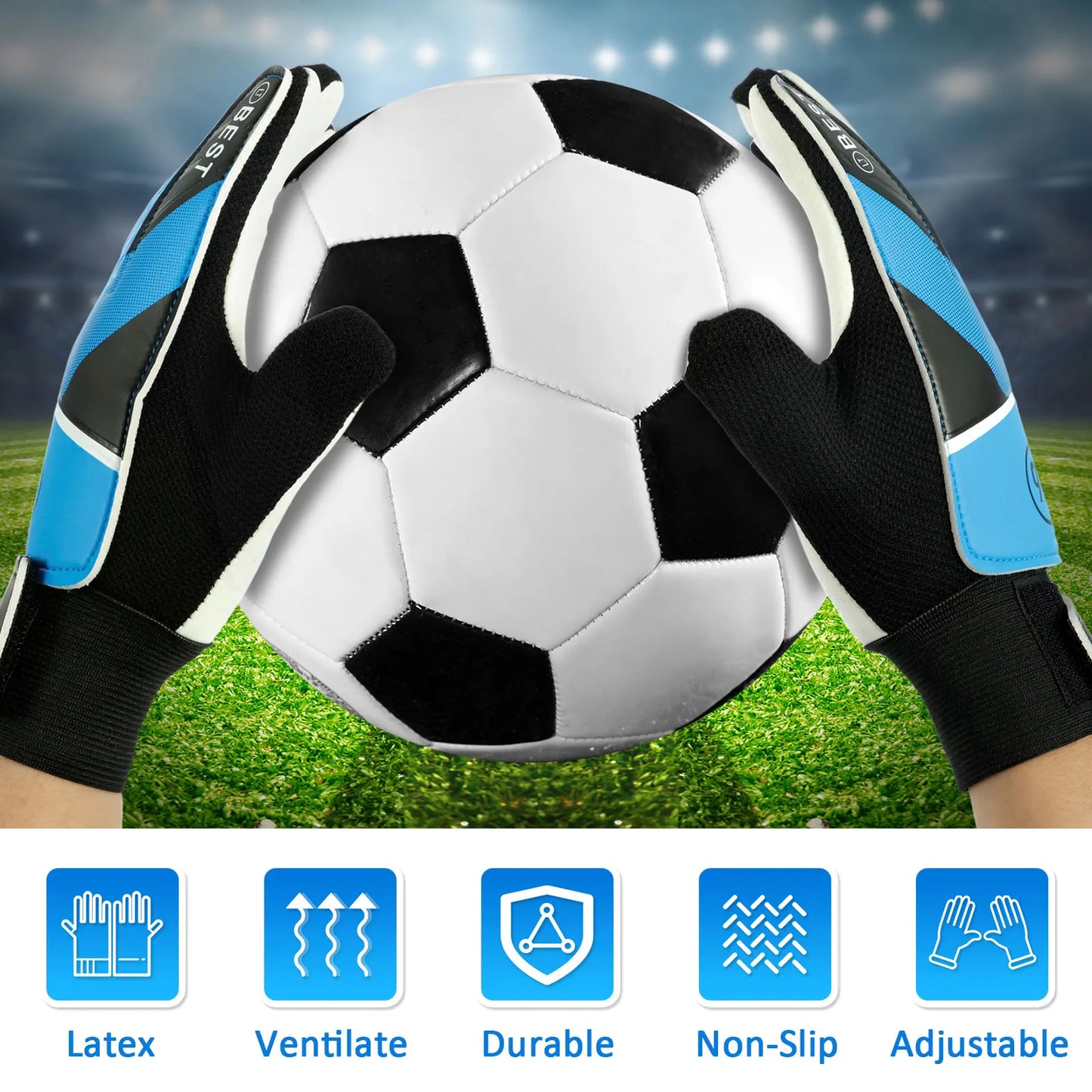 1 Pair Kids Soccer Goalkeeper Gloves Finger Protection Goal 5/6/7 Size Latex Football Gloves Thickened Child Football Accessorie
