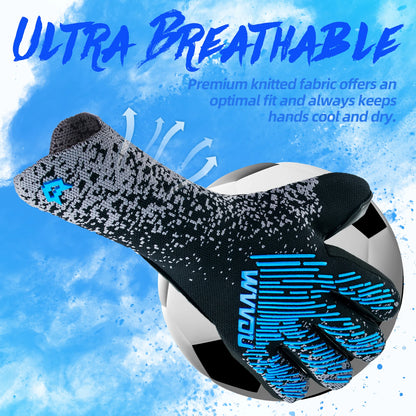 WVVOU Soccer Goalie Gloves Youth Adults, High Performance Goalkeeper Gloves, Breathable Soccer Gloves, 4+3mm Super Grip