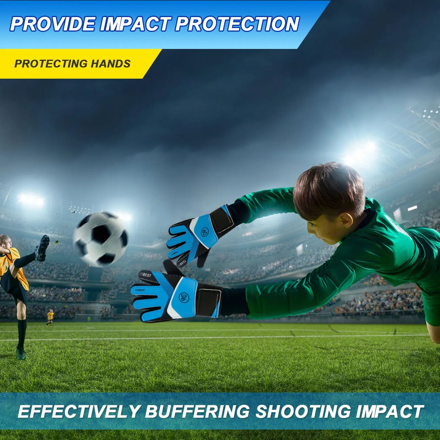 1 Pair Kids Soccer Goalkeeper Gloves Finger Protection Goal 5/6/7 Size Latex Football Gloves Thickened Child Football Accessorie