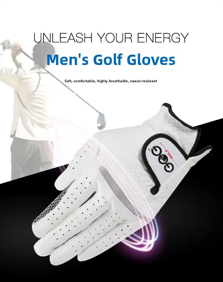 GOG Genuine Leather Golf Gloves Men's Single Hand Soft Breathable Anti-slip Wear-resistant Comfortable Sheepskin Golf Gloves