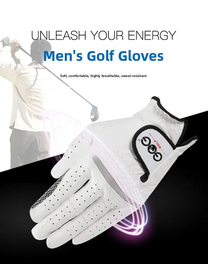 GOG Genuine Leather Golf Gloves Men's Single Hand Soft Breathable Anti-slip Wear-resistant Comfortable Sheepskin Golf Gloves