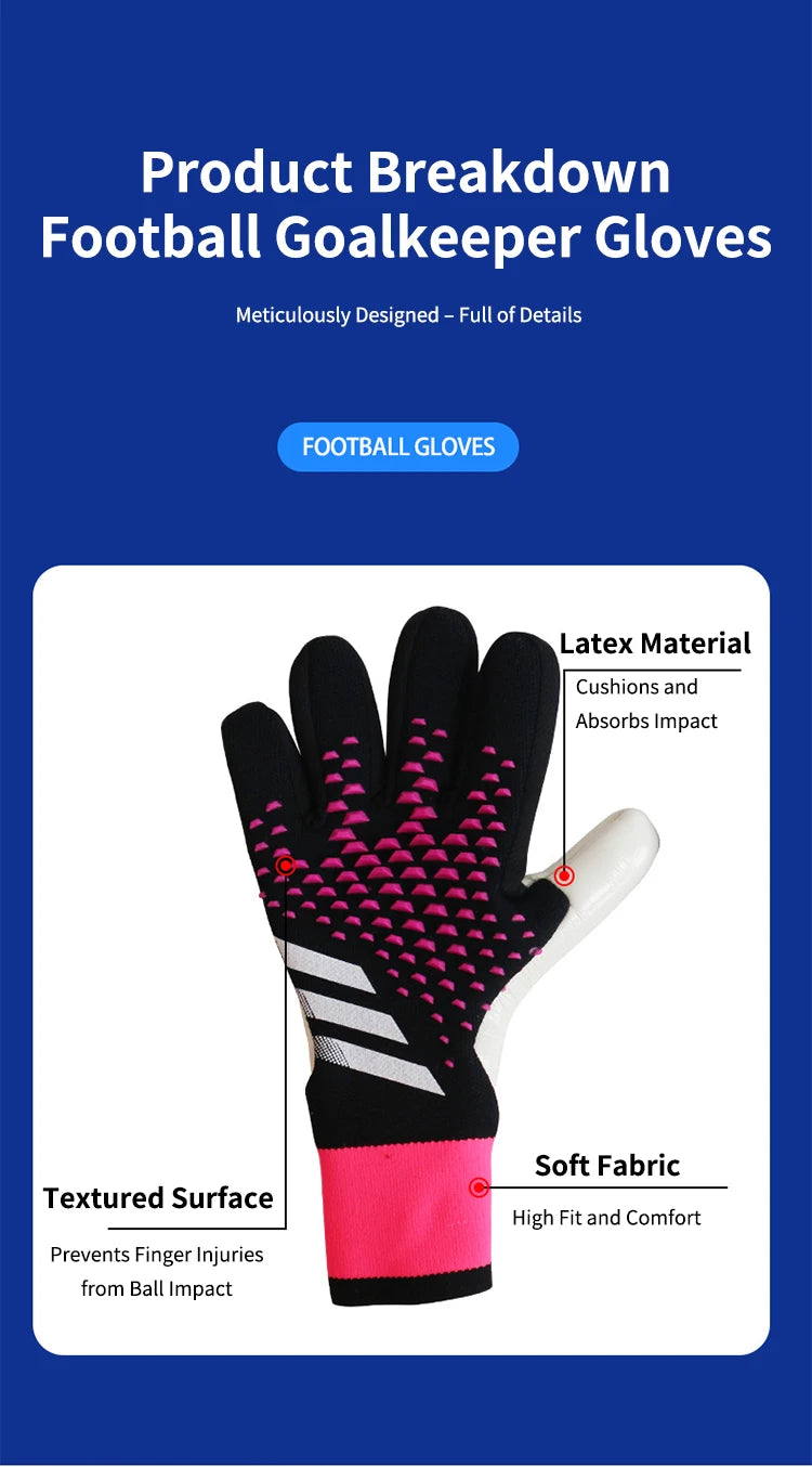 Goalkeeper Gloves Latex Palm Fish Scale Series Breathable Flexible Anti-Slip Abrasion Resistant Finger Protection Adults & Kids