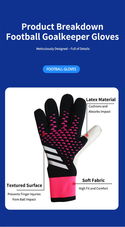 Goalkeeper Gloves Latex Palm Fish Scale Series Breathable Flexible Anti-Slip Abrasion Resistant Finger Protection Adults & Kids