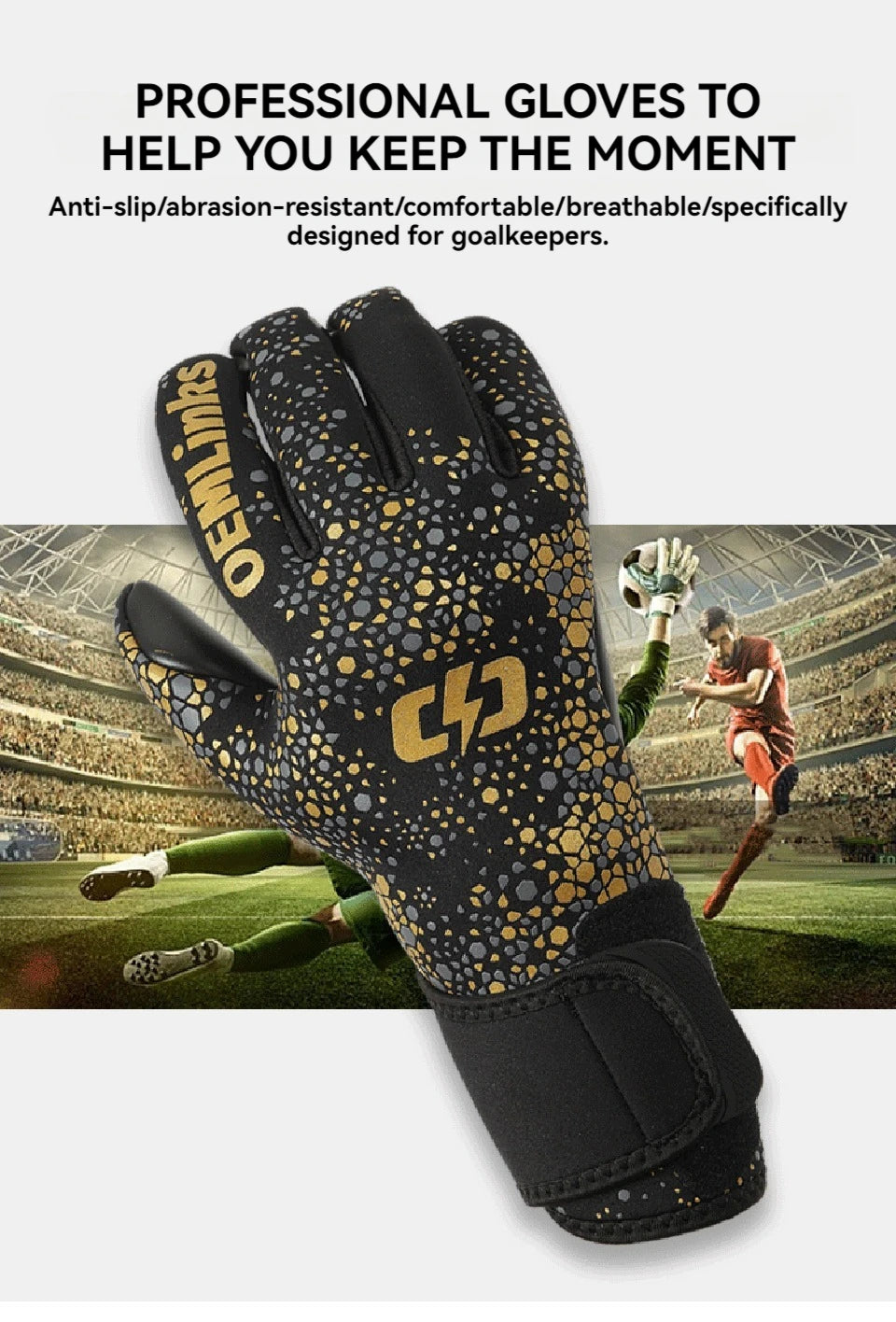 Loogdeel Professional Football Sports Goalkeeper Gloves Adult Children Goalkeeper Gloves Finger Protection Anti-slip Training