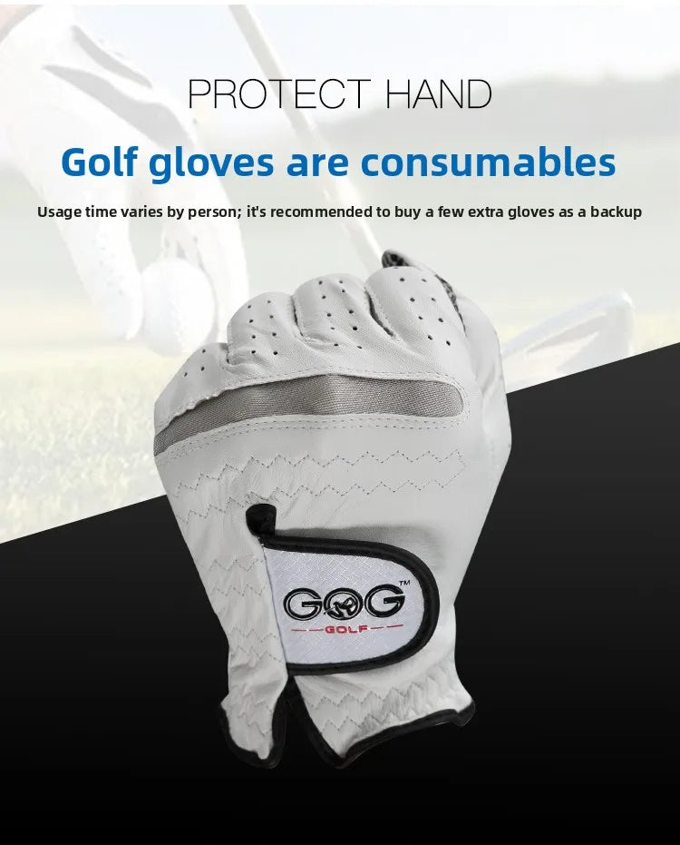 GOG Genuine Leather Golf Gloves Men's Single Hand Soft Breathable Anti-slip Wear-resistant Comfortable Sheepskin Golf Gloves