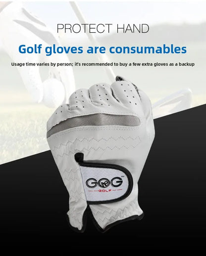 GOG Genuine Leather Golf Gloves Men's Single Hand Soft Breathable Anti-slip Wear-resistant Comfortable Sheepskin Golf Gloves