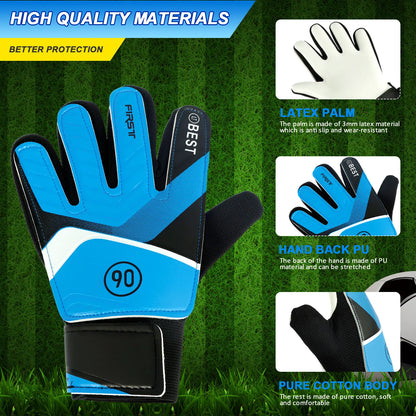 1 Pair Kids Soccer Goalkeeper Gloves Finger Protection Goal 5/6/7 Size Latex Football Gloves Thickened Child Football Accessorie