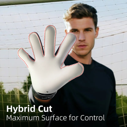 Upgrade professional football goalkeeper gloves, with full latex on both palms and backs, breathable and snug design