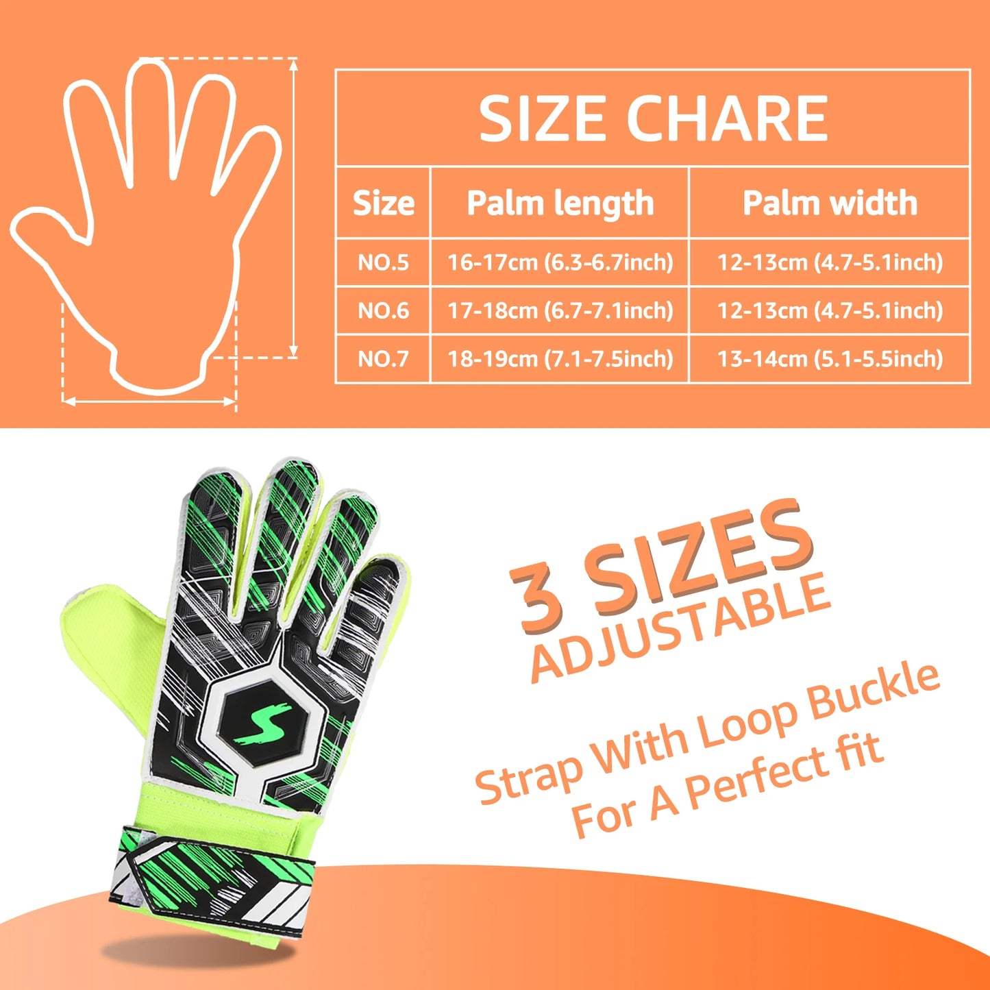 1 Pair Kids Soccer Goalkeeper Gloves Finger Protection Goal 5/6/7 Size Latex Football Gloves Thickened Child Football Accessorie