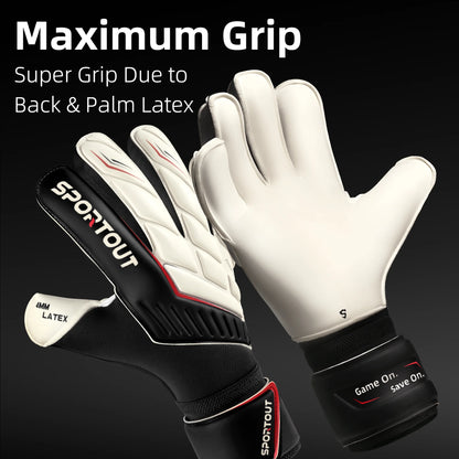 Upgrade professional football goalkeeper gloves, with full latex on both palms and backs, breathable and snug design