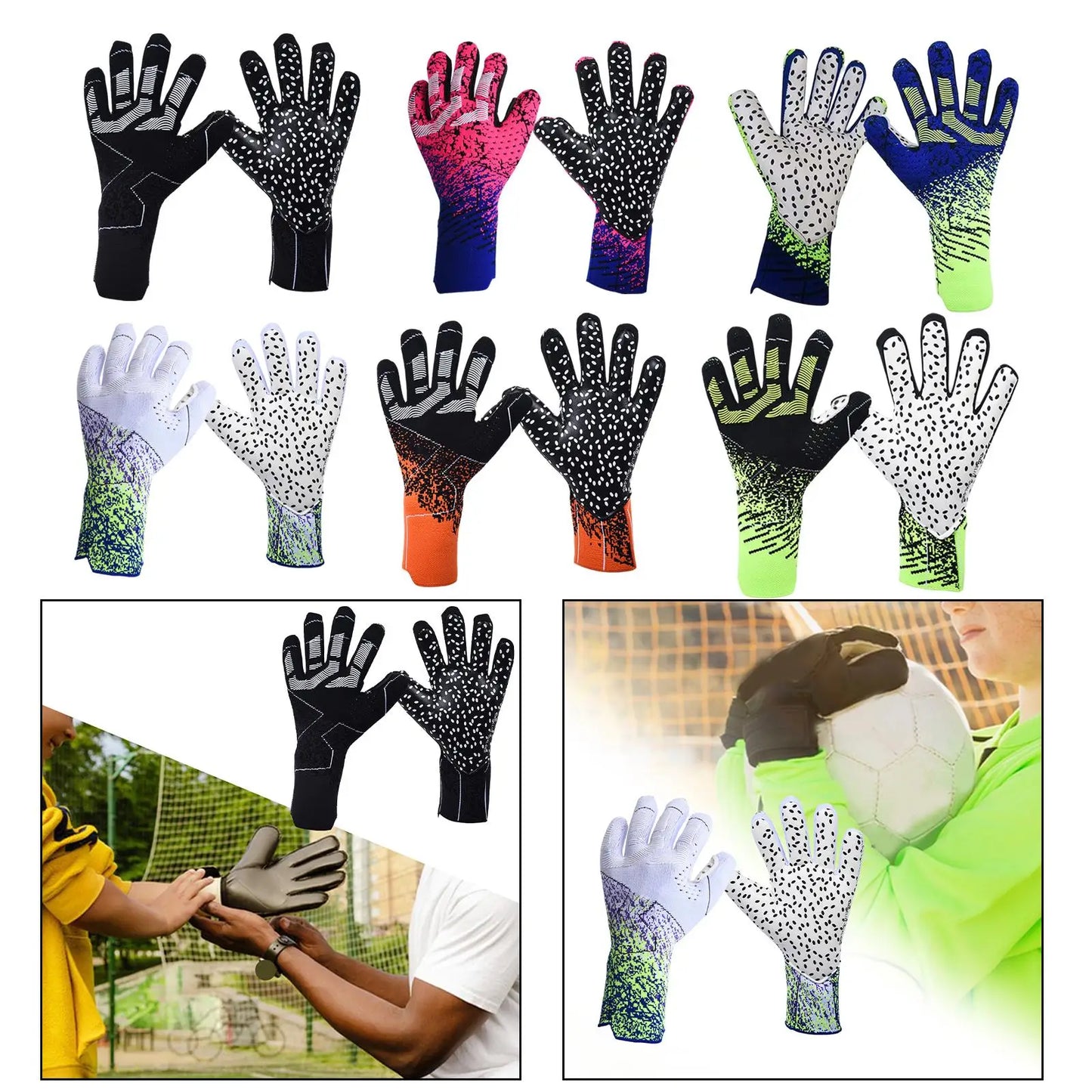 Adults Goalkeeper Gloves Football Gloves Professional Nonslip Polyester Anticollision Finger Protection Soccer Goalie Gloves
