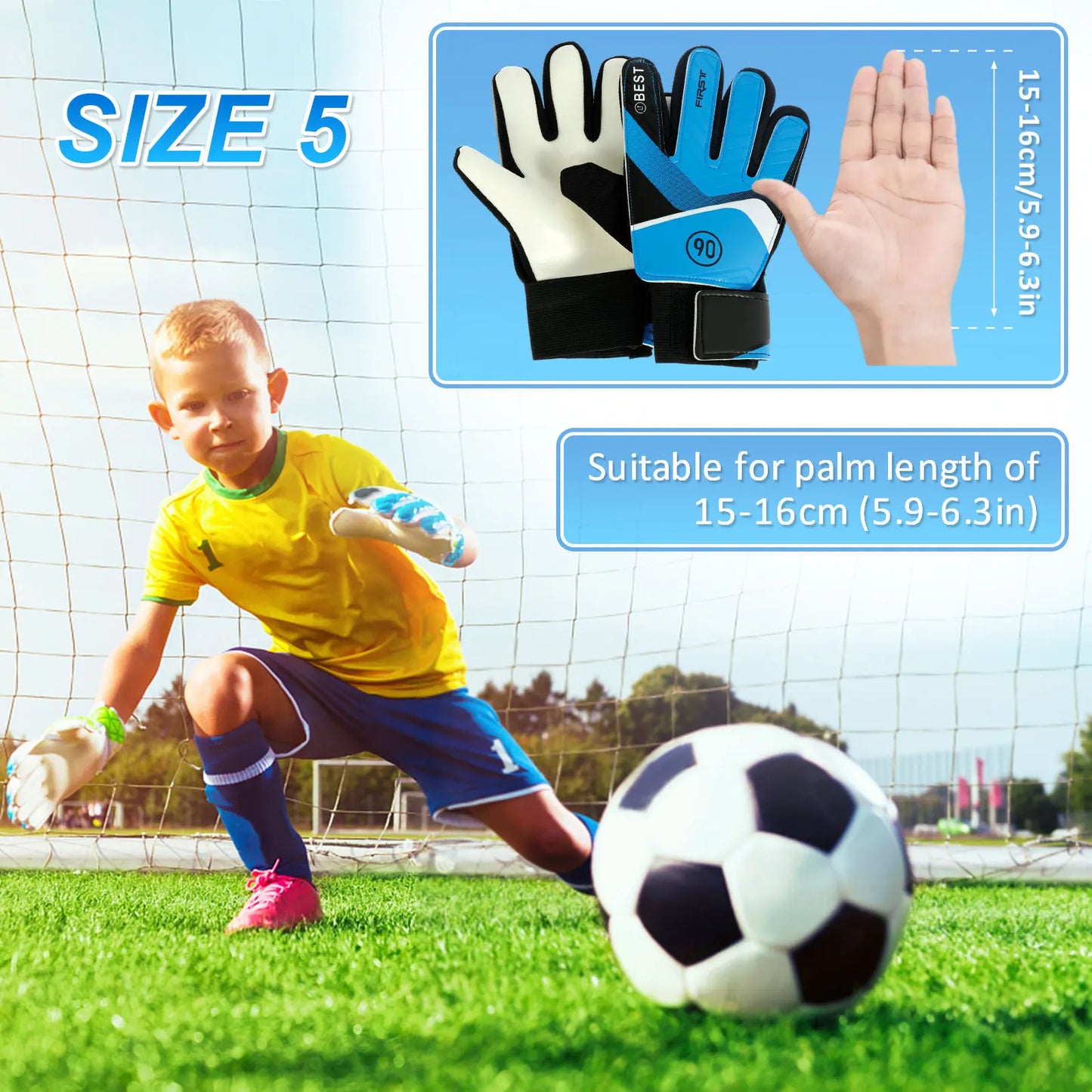 1 Pair Kids Soccer Goalkeeper Gloves Finger Protection Goal 5/6/7 Size Latex Football Gloves Thickened Child Football Accessorie