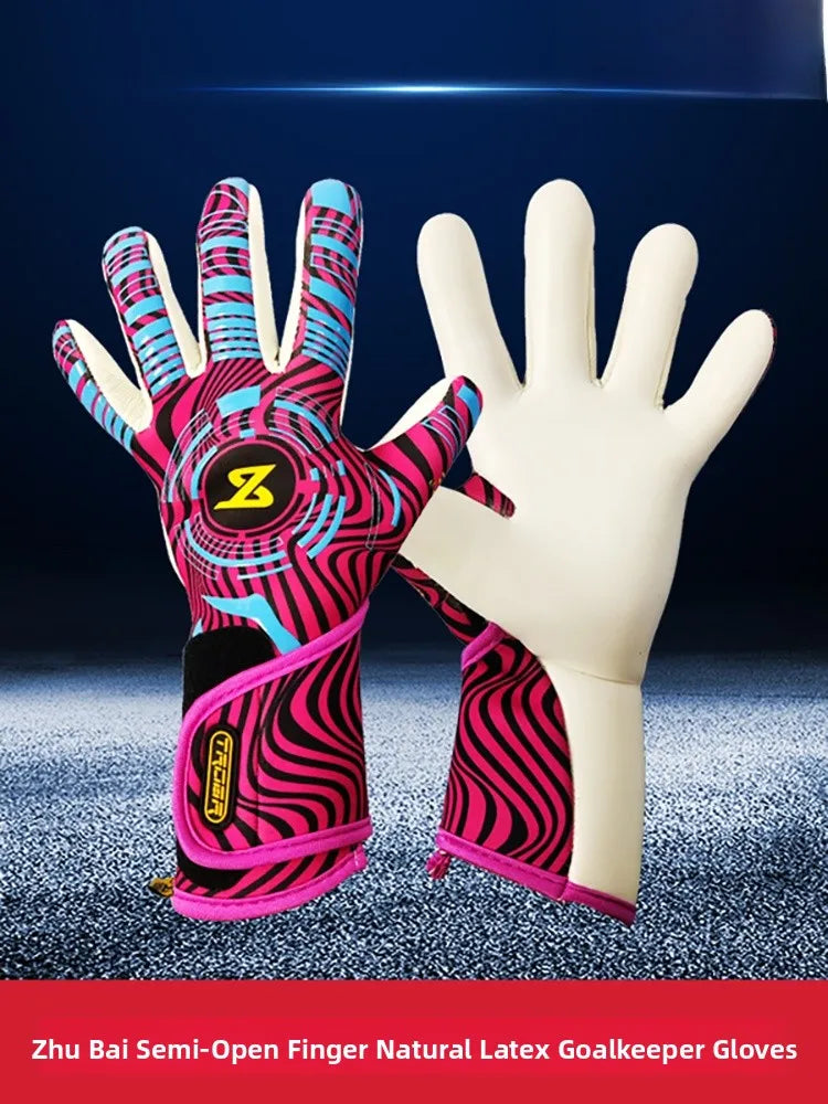 Tobert 2025 New Natural Latex Goalkeeper Gloves Semi-Closed Finger Training Competition Inner Stitching Adult And Children
