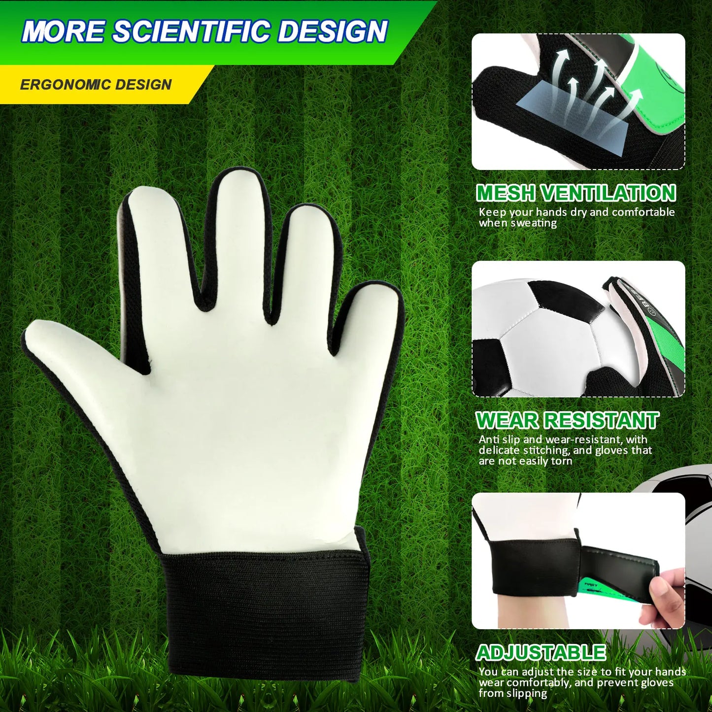 1 Pair Kids Soccer Goalkeeper Gloves Finger Protection Goal 5/6/7 Size Latex Football Gloves Thickened Child Football Accessorie