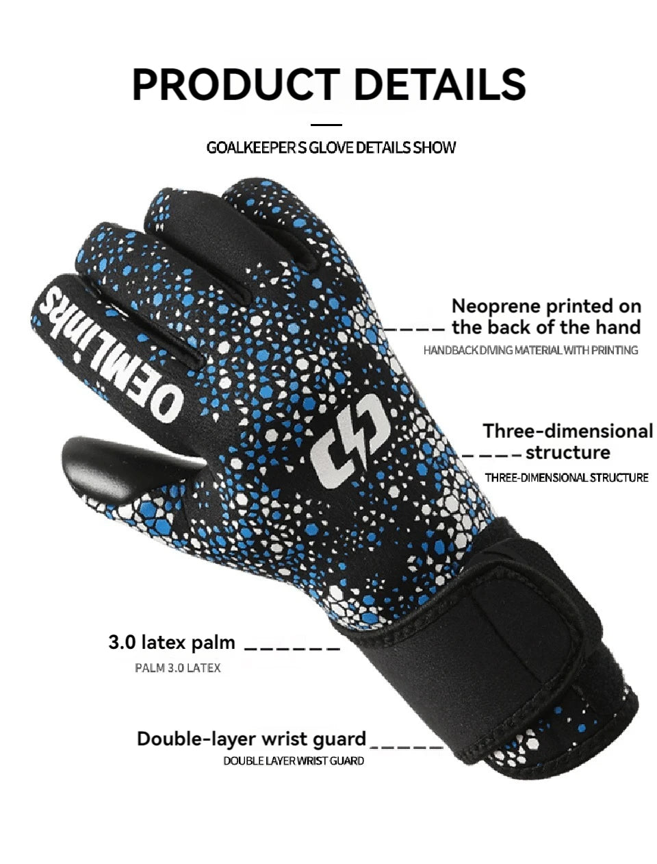 Loogdeel Professional Football Sports Goalkeeper Gloves Adult Children Goalkeeper Gloves Finger Protection Anti-slip Training