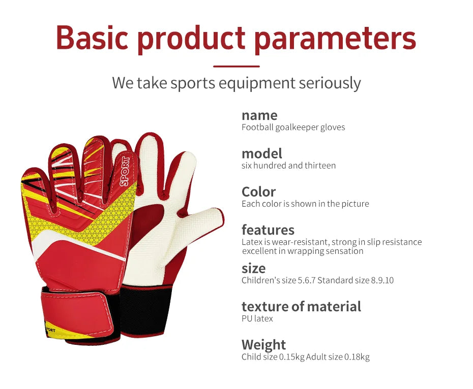 2025 New Football Goalkeeper Gloves Wrist Strap Latex Finger Guard Protection Kids Adult Soccer  Gloves
