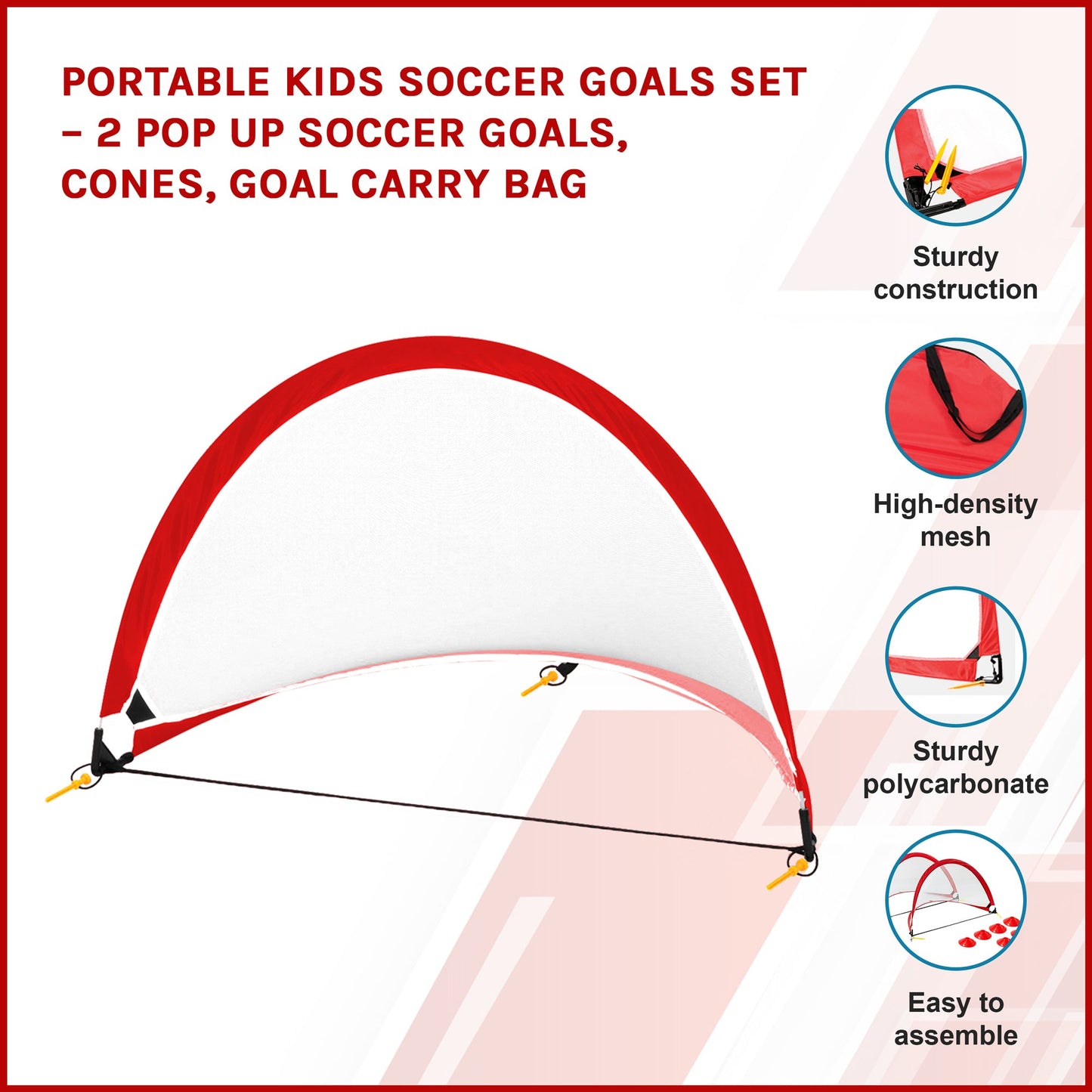 NNEDSZ Portable Kids Soccer Goals Set – 2 Pop Up Soccer Goals, Cones, Goal Carry Bag-2
